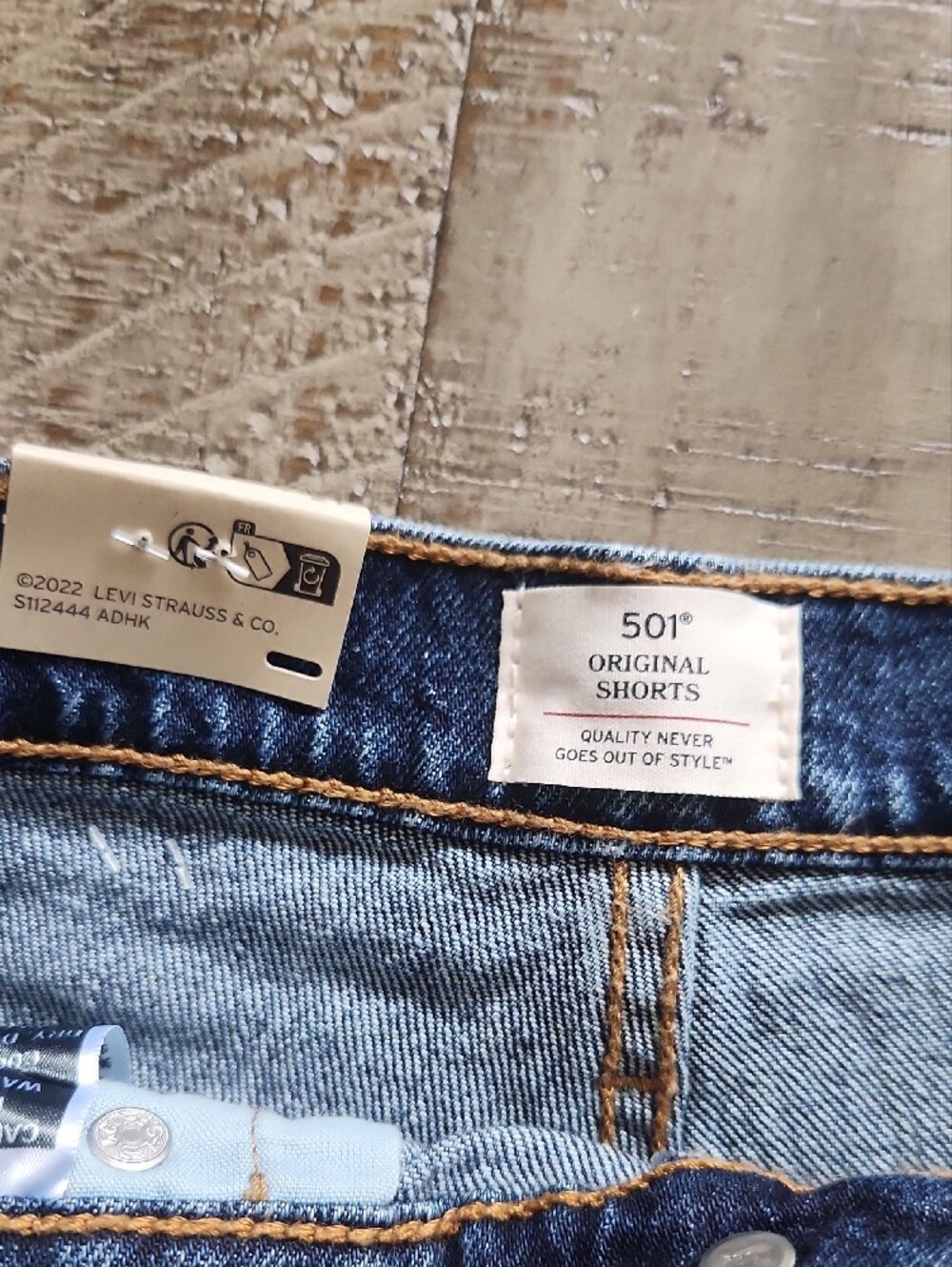 Levi's Dark Blue Distressed Cutoff Jean Shorts - Picture 3 of 5